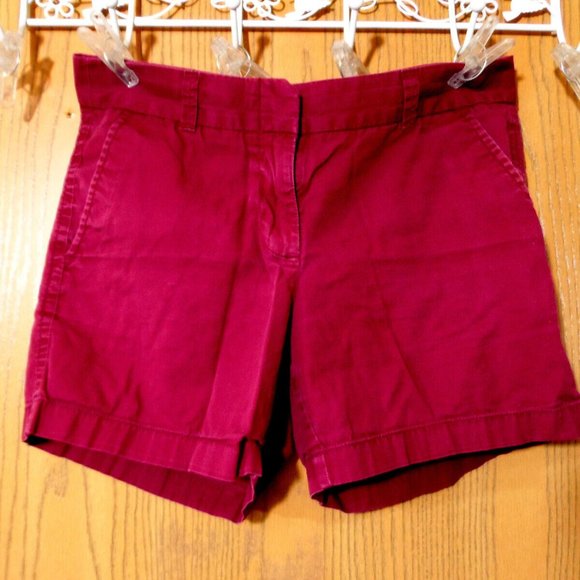 J.CREW Chino Shorts sz 4 Burgundy Red Cotton slash pocket Lightweight Summer - Picture 1 of 5